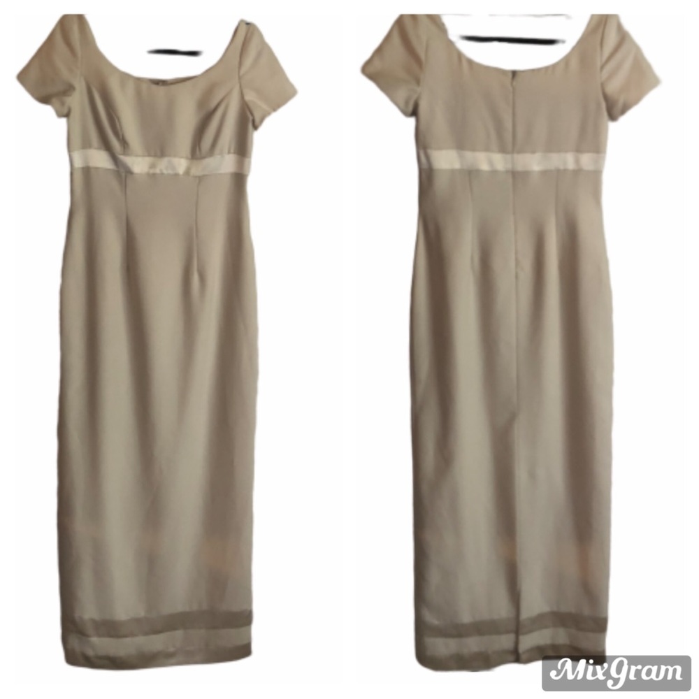 WATTERS & WATTERS Tan Gold Formal Dress